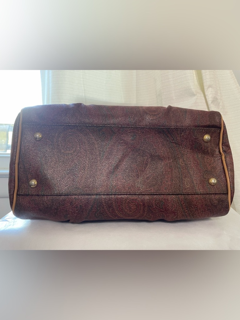 Etro Satchel Bag EUC Vtg Etro Paisley Boston Bag Leather Handles Made in Italy - Picture 12 of 17
